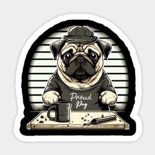 Pug Dog White Sticker